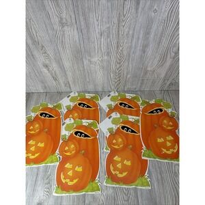 Vintage Eureka Pumpkins Spooky Seasonal Halloween Die Cut Decoration Set 5 USA